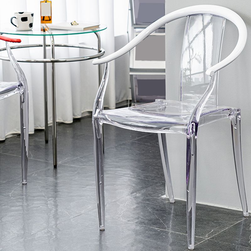 Glam Acrylic Frame Dining Armchair Slat Back Stacking Arm Chair