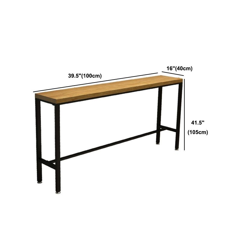 Pine Wood Top Rectangular Bar Table Industrial Pub Table with Trestle Base