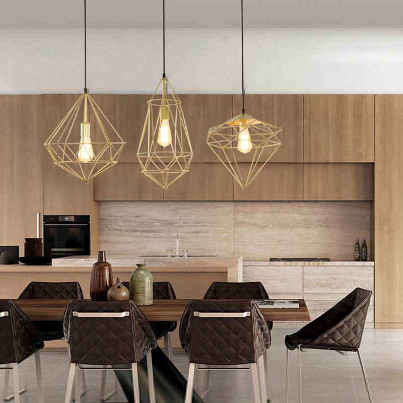 Lampada da pranzo a forma di ferro a forma di pietra gemma antica a 1 luce