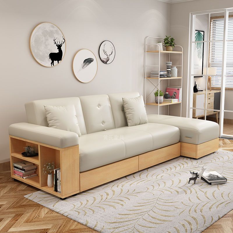 Modern Fabric Sofa Square Arm Loose Back Settee with Storage for Living Room