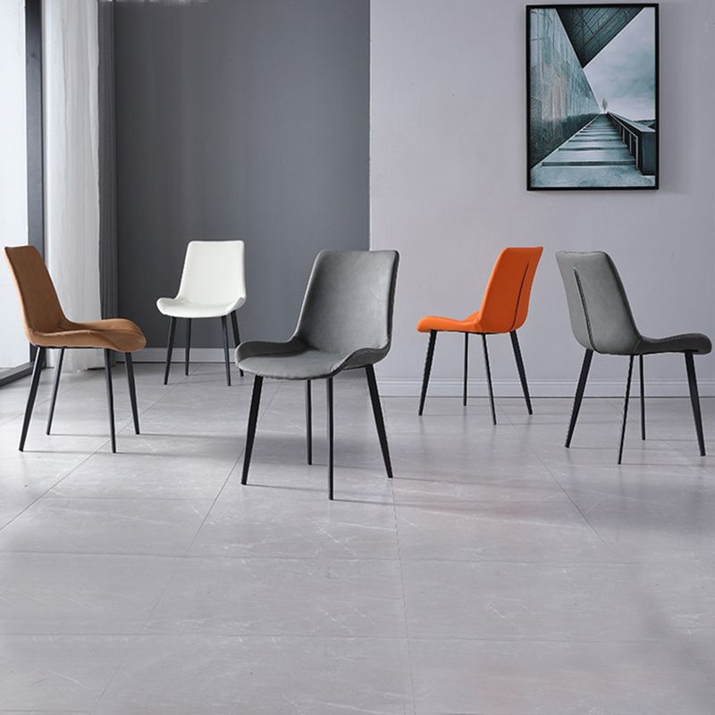 Metal Modern Dining Room Chair Metallic Finish Solid Back Dining Chair