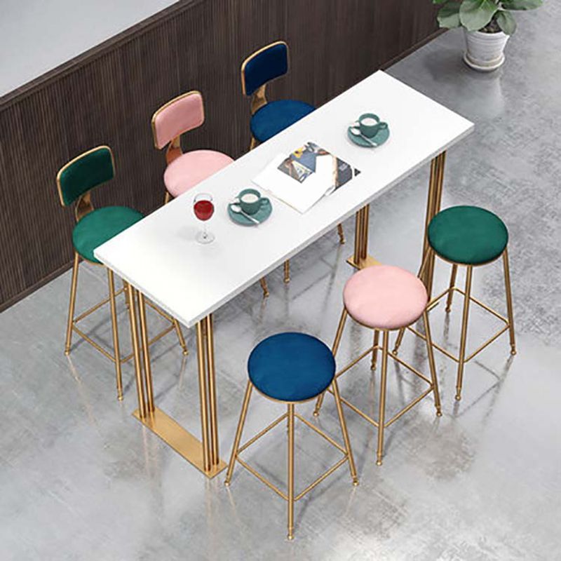 Rectangular Wood Top Table Glam Style Bistro Pub Table for Patio Use