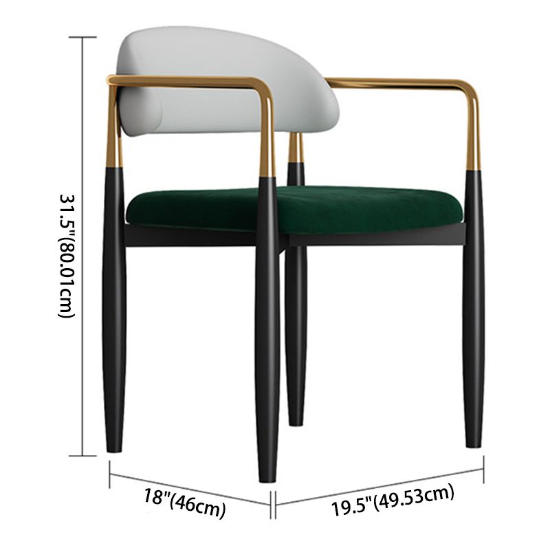 Metal Nordic Dining Arm Chair Home Side Chair Open Back Dining Side Chair