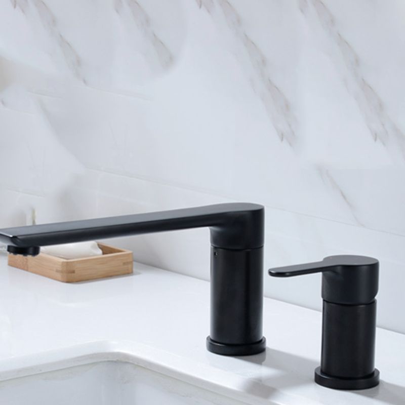 Contemporary Bathroom Faucet Deck Mounted Copper Two Handle Swivel Roman Tub Faucet Set