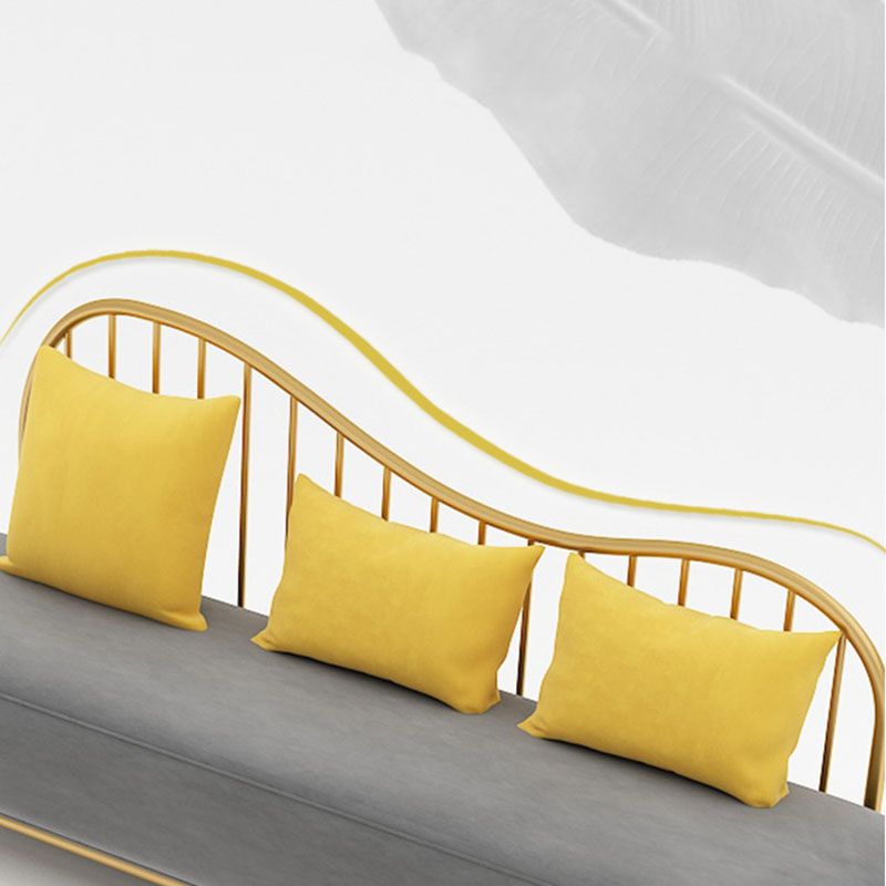 Velvet Modern Style Settee Statement Armless Sofa with 1/3 Pillows