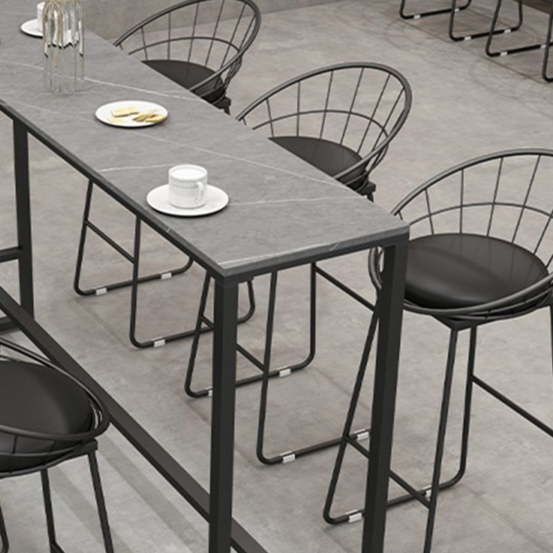 Black and Metal Base Table Industrial Rectangle Sintered Stone Bar Table