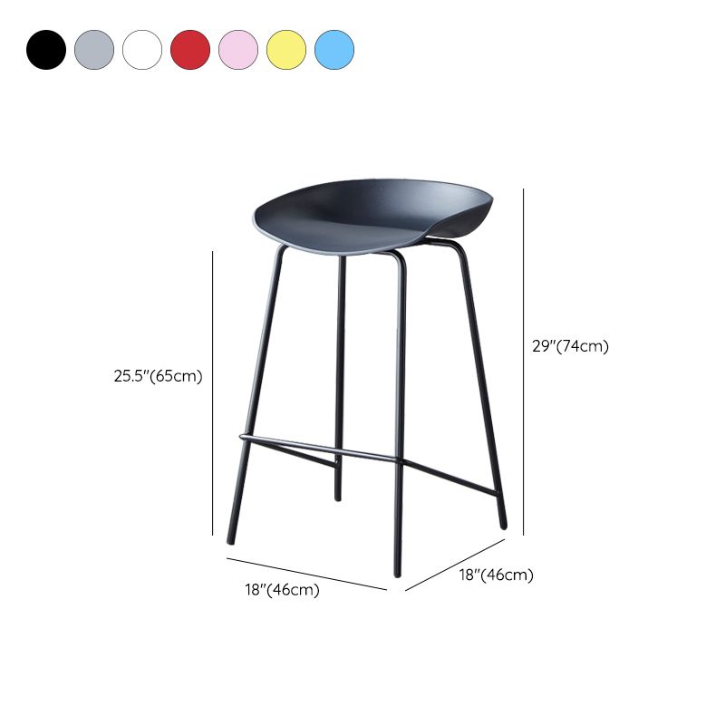 Contemporary Low Back Armless Bar Stool Plastic Bar Stool with Metal Legs