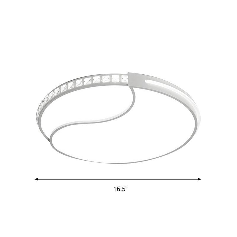 16.5"/20.5"/24.5" Wide Crystal Circular Flush Mount Lighting Contemporary LED Ceiling Light Fixture in Warm/White Light