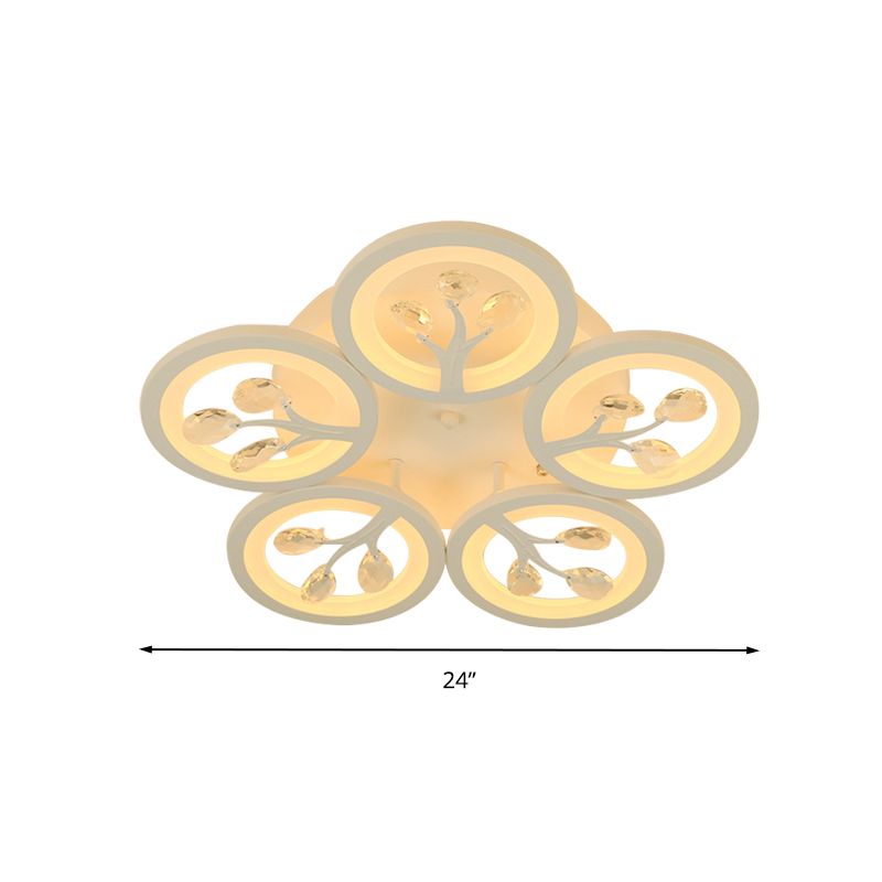 Sputnik Living Room Flush Mount Lamp Simple Acrylic 5/12/15 Lights White Flush Light Fixture in Warm/White/3 Color Light