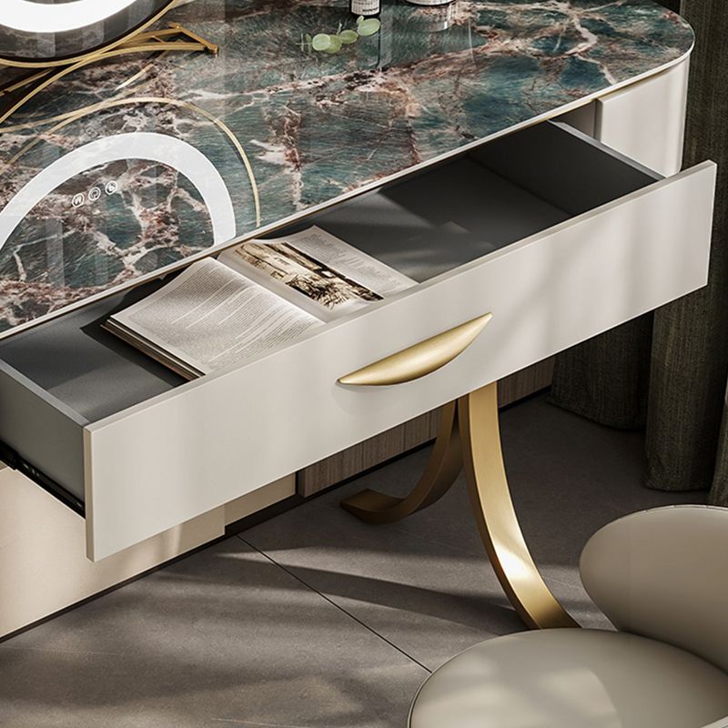 Slate Top Vanity Makeup Table Set Contemporary 1 Drawer Dressing Table