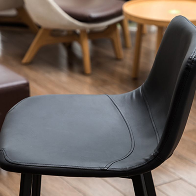 Industrial Leather Iron Counter Stools Low Back Bar Stools with Footrest