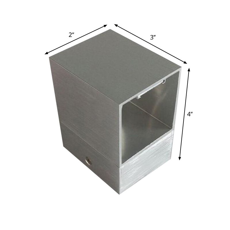 Cube Small Wall Mount Light Simple Metal Silver LED Sconce Lighting Fixture in 7 Color/Blue/Red Light for Bedroom