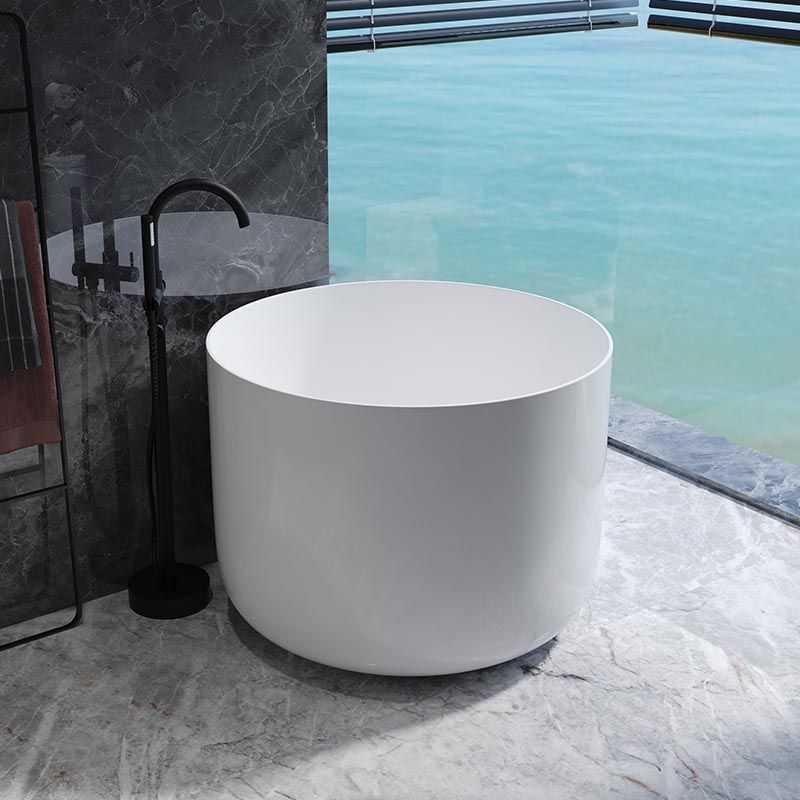 Modern Round Acrylic Bath Tub 26.77" H Freestanding Bathtub for Home