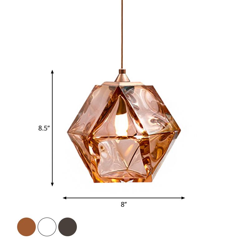 Geometrische Anhängerleuchte postmoderne Weiß/Rauchgrau/Roségoldglas 1 Leichte Esszimmer Deckenlampe