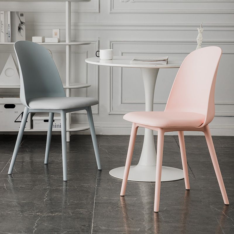 Modern Upholstered Armless Chair Plastic Dining Chair with Metal Base