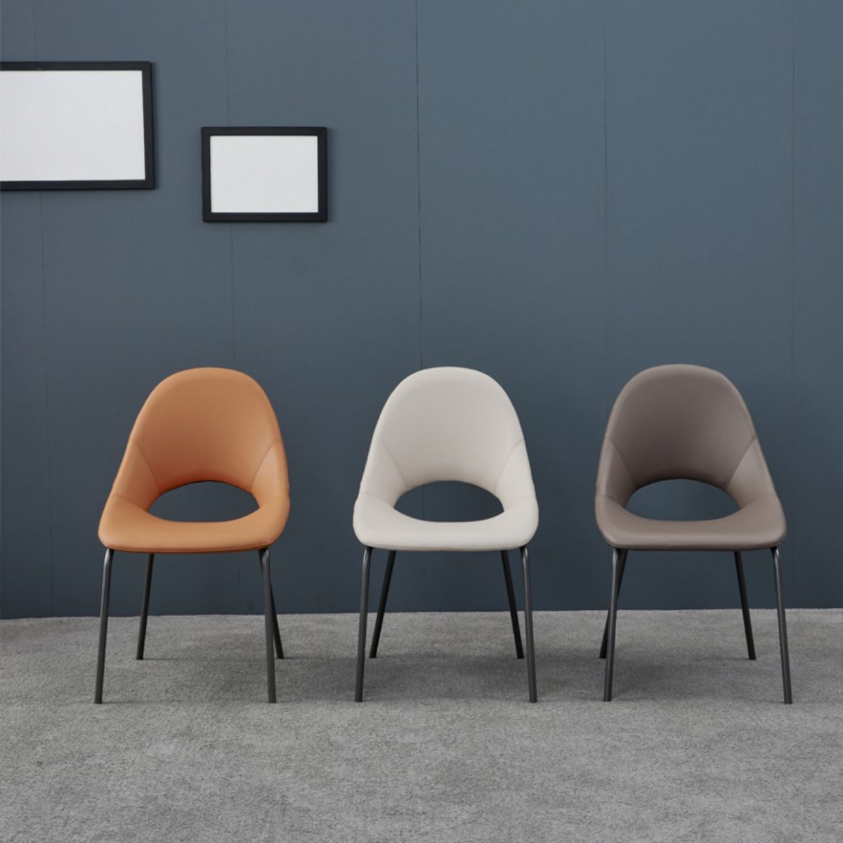 Industrial Dining Chair with Metal Legs Open Back Side Chair for Home