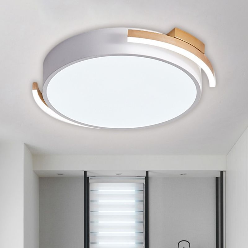 19.5"/25.5" W Round Flush Mount Modern Metallic Black/White LED Flushmount Lighting, Warm/White Light