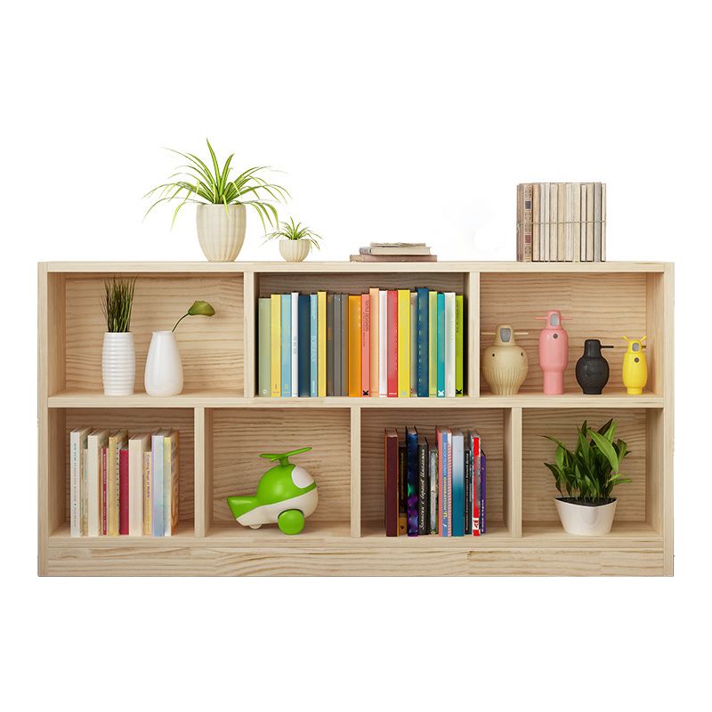 Natural Pine Wood Standard Bookshelf Modern Closed Back Bookcase for Classroom
