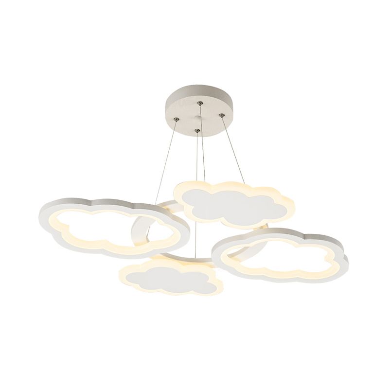 Cloud Ceiling Pendant Light Nordic Acrylic LED White Chandelier Lamp for Bedroom, Warm/White Light