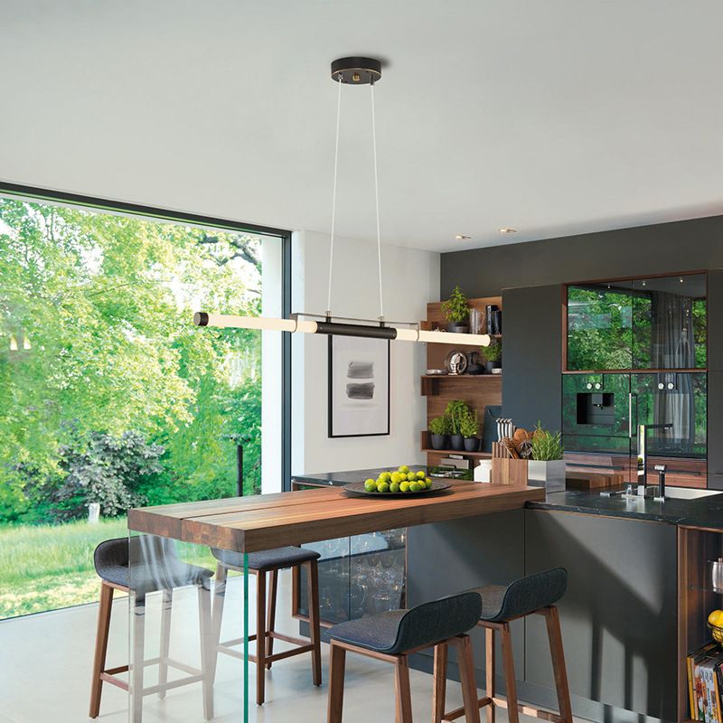 Modern Style Linear Shade Island Pendants 1 Light Metal Pendant Lights for Dining Room