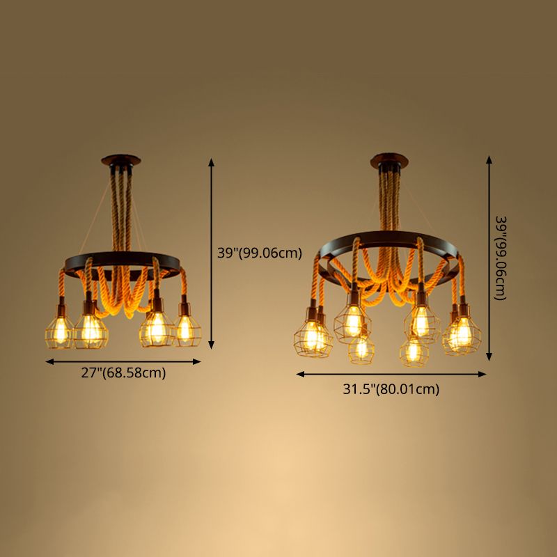 Stile industriale Legno sospeso lampadario Bronzo Bronzo Lampada sospesa per bar