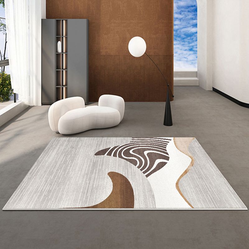 Modern Dark Brown Rug Polyester Contrast Color Rug Washable Rug for Drawing Room