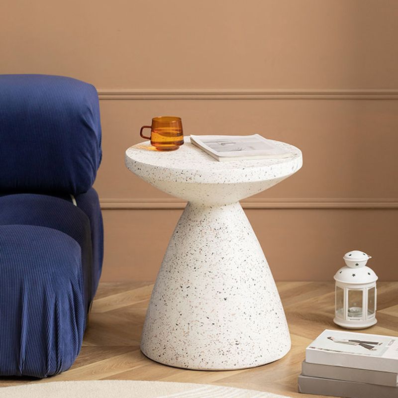 White Sofa Side Accent Table Round and Cone Shape Corner Table