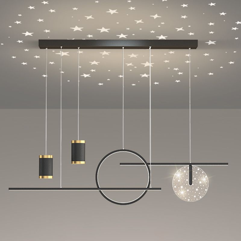 Geometric Shape Metal Island Pendants Modern Style 8 Lights Island Pendant Lights
