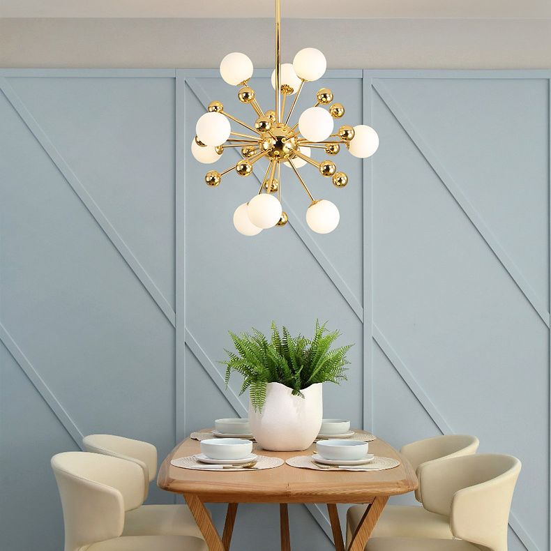 Golden Post-modern Style Metal Chandelier Dandelion Burst-shaped Multi-Lights Ceiling Pendant for Living Room