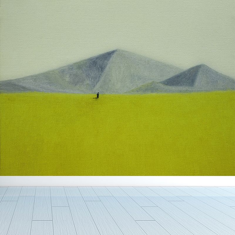 Wide Meadow and Mountains Mural Wallpaper Contemporary Art Non-Woven Wall Covering