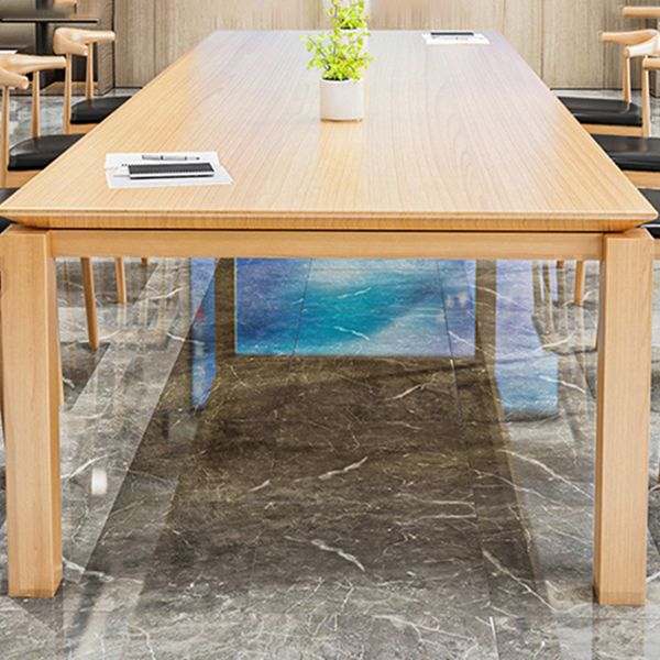 Rectangle Wood Color Dining Table Solid Wood Table Minimalist with 4 Legs