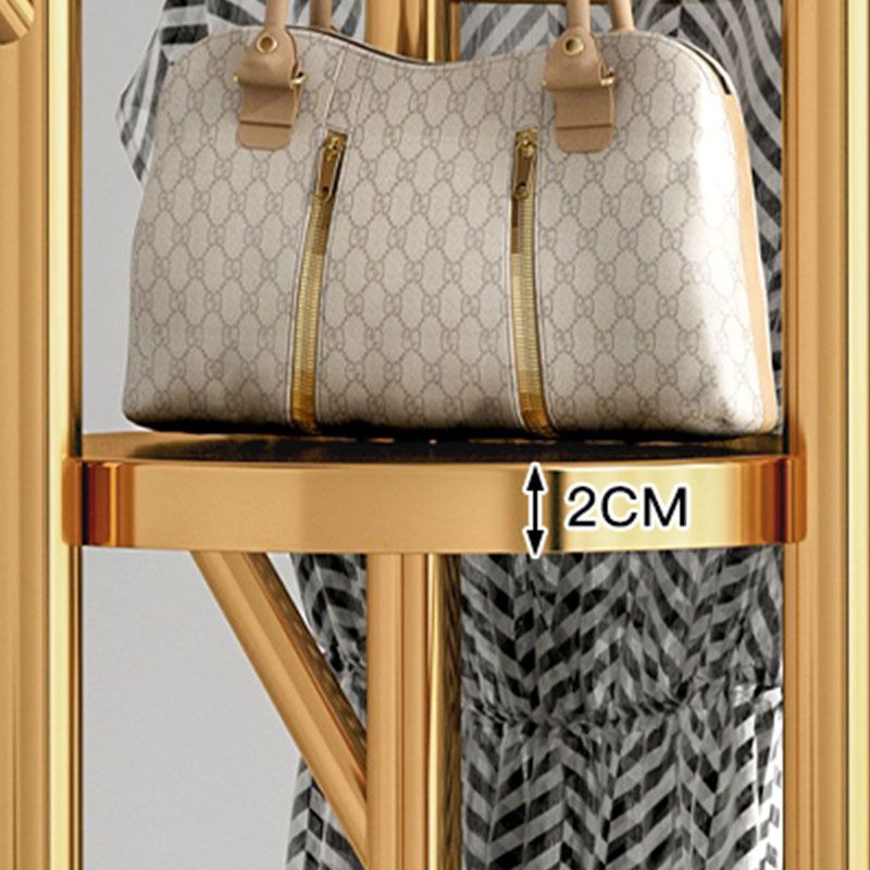 Metal Entry Hall Tree Marble Base Coat Rock with 2 Shelves , 66.92" H