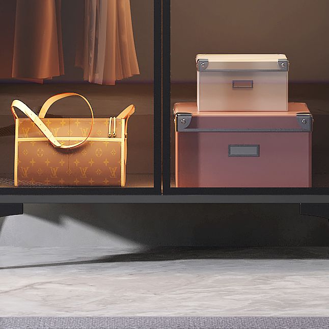 Freestanding Wood Frame Wardrobe Armoire Modern Wardrobe with Tempered Glass Doors