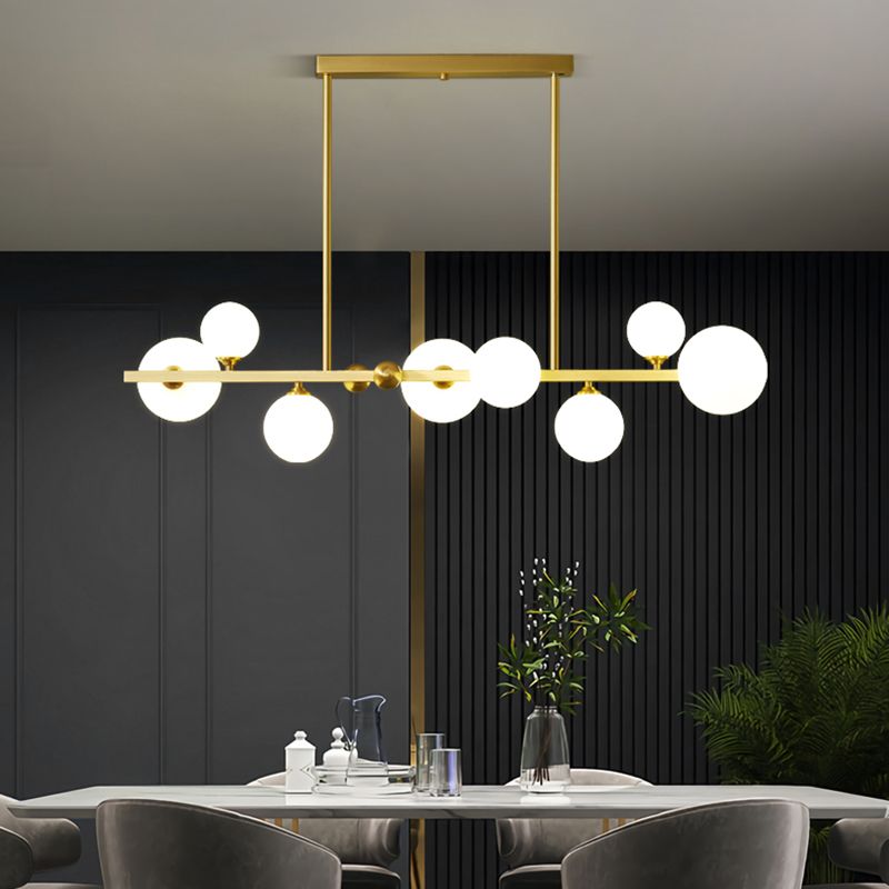 Estilo moderno luces colgante de techo esférico vidrio blanco 8 luces colgantes colgantes de luz