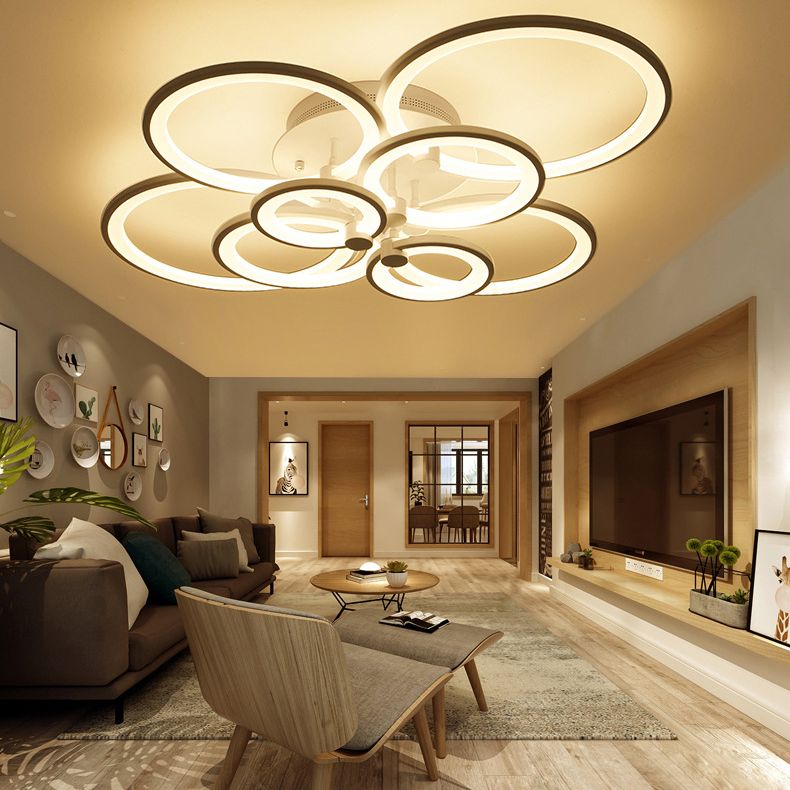 Sombra circular LED acrílico Semi Flush Montaje moderno de techo interior Luz