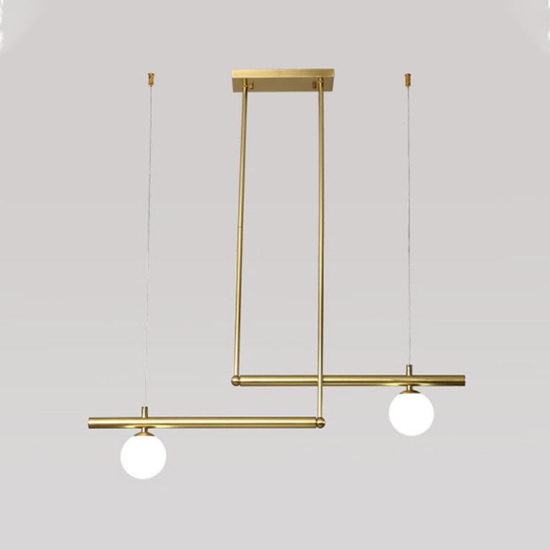 Postmodern Metal Island Light Multi Head Light con sombra de vidrio para mesa de comedor