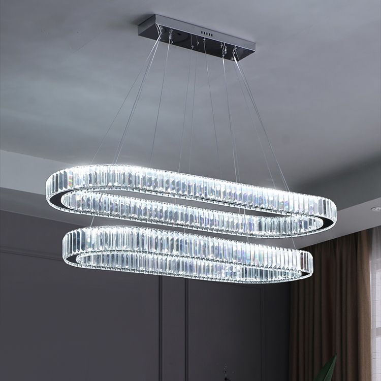 Oval Island Lighting Ideas Modern Chandelier Crystal 2 Light Island Plafond Light in Gold Finish