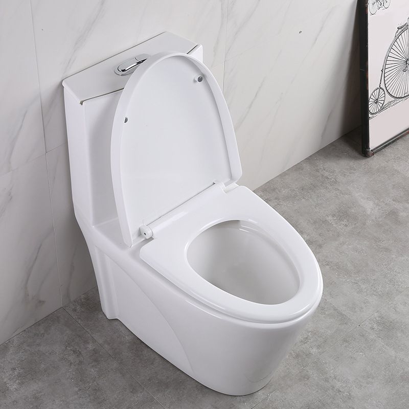 Contemporary Elongated Toilet Bowl Gravity Flush Toilet with Seat for Bathroom
