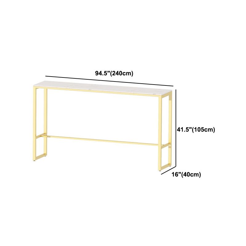 Glam 1/4/7 Pieces Bar Table Set Rectangle Stone Counter Table with High Stools for Cafe