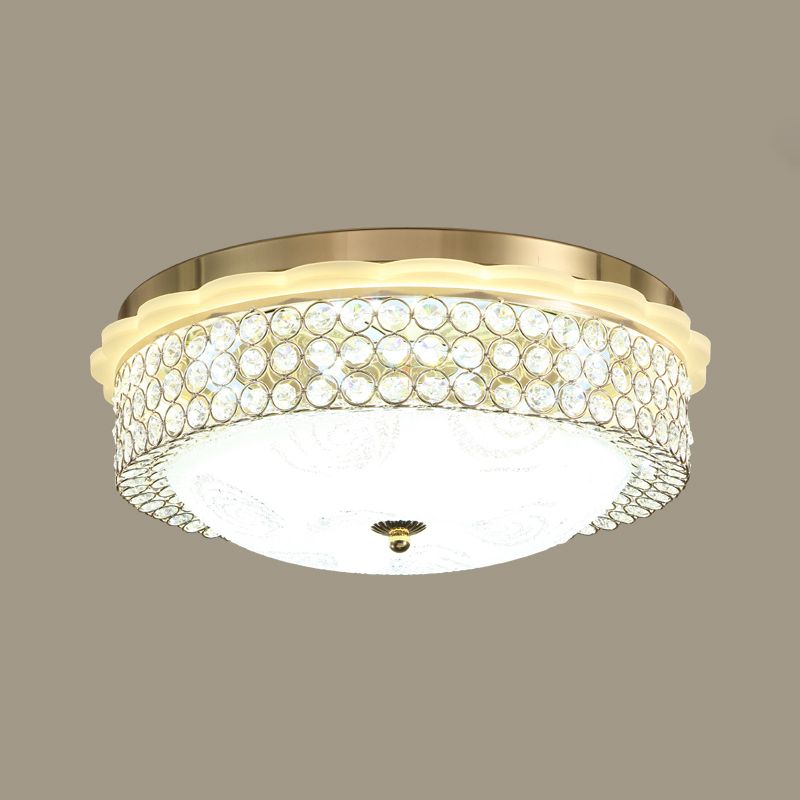 16"/19.5" Wide LED Flushmount Lighting Modernist Circle Crystal Bead Flush Lamp Fixture for Foyer