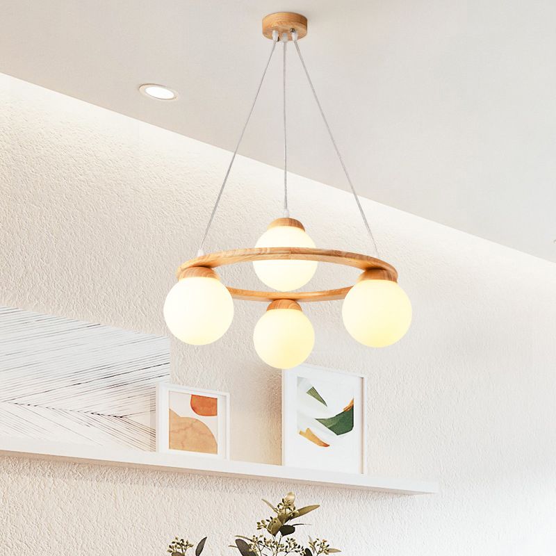 Modern Glass Chandelier Light Fixtures Cafe Restaurant Hanging Chandelier with Wood