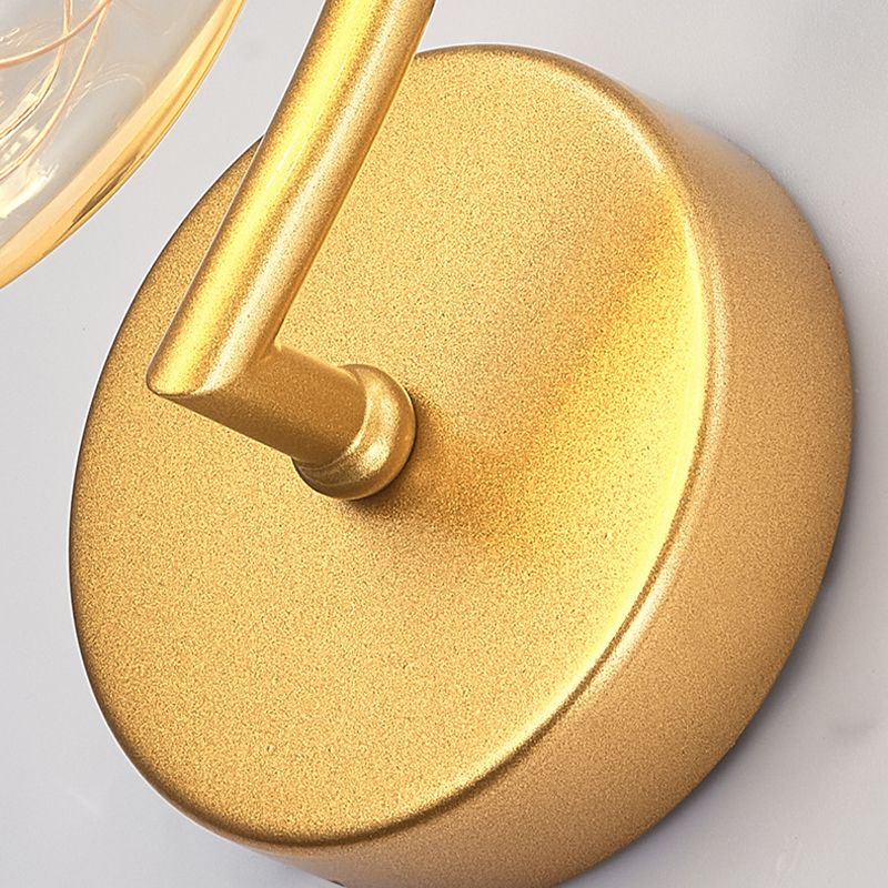 Globe Shape Wall Lamp Modern Style Glass 1 Light Sconce in Gold/ Black