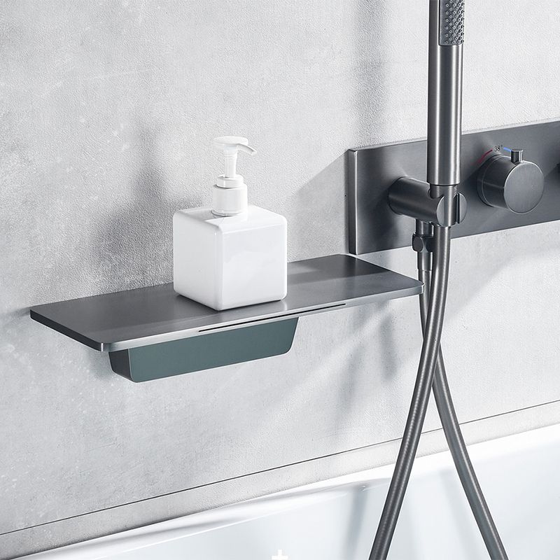 Wall Mounted Metal Tub Filler Double Handles Waterfall Tub Faucet Trim