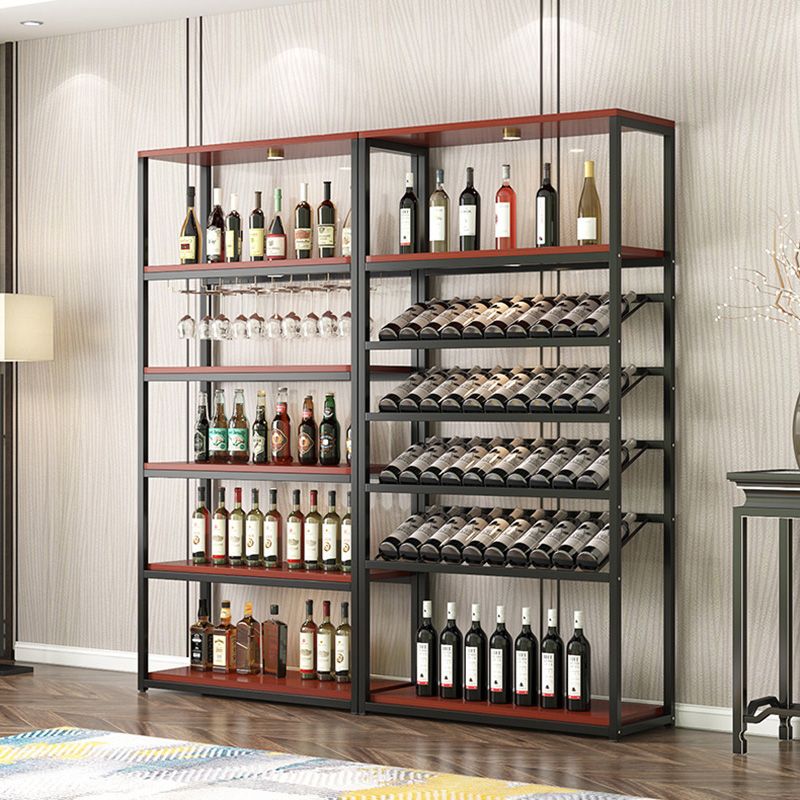 Contemporary Floor Bottle Wine Rack Single Black Metal Wine Holder