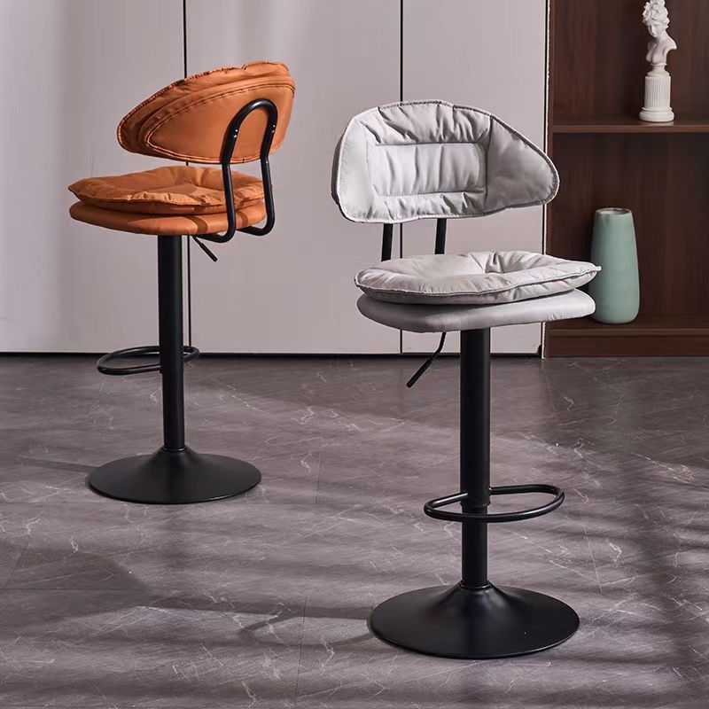 Adjustable Armless Swivel Barstools Upholstered Indoor Bar Stool