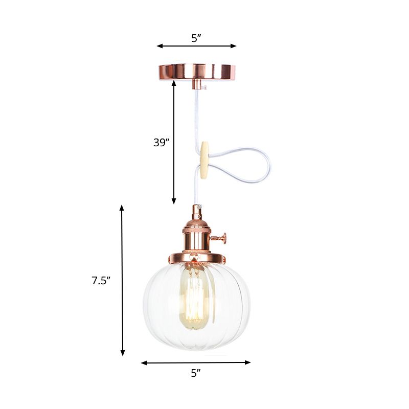 Lampada a sospensione globale Stile vintage Amber/Glass Clear Rested 1 Light Living Living Regolable Affermazione Luce in nero/Bronzo/Brass