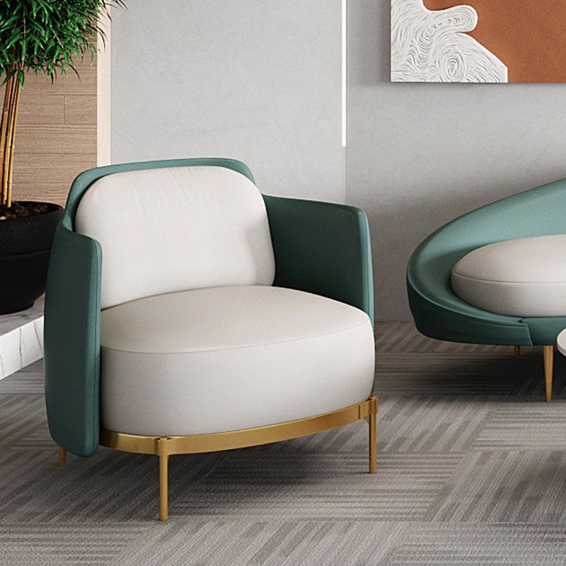 Curved Faux Leather Sofa with Tight Back for Living Room Modern Style