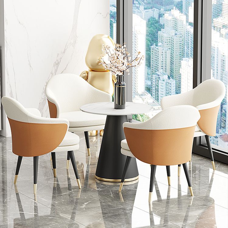 Nordic Style Metal Dining Room Chair Arm Upholstered Side Chair for Restaurant Use