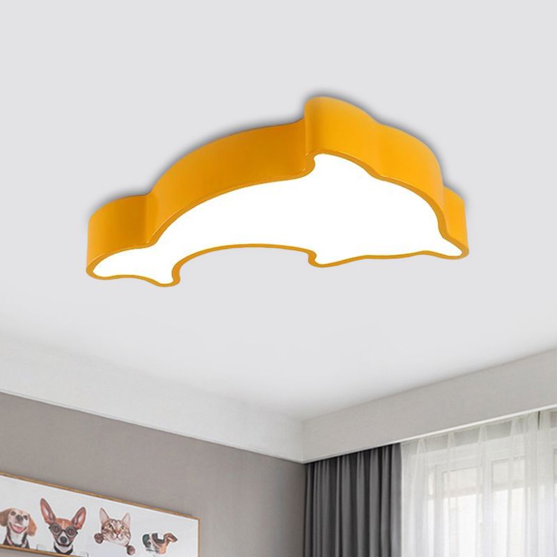 Weiß/Rot/Gelb Delphin Beleuchtung Kinder LED Acryl Flush Mount Deckenleuchte Licht für Schlafzimmer
