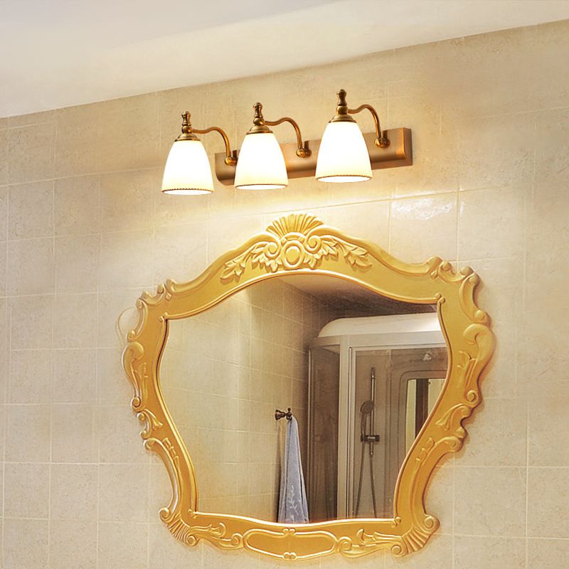 Tazón de vidrio iluminación de pared de estilo americano lámpara de luz de pared múltiples en latón